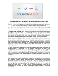 – UNE Superintendencia Financiera aprueba fusión Millicom