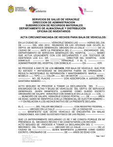SERVICIOS DE SALUD DE VERACRUZ DIRECCION DE ADMINISTRACION SUBDIRECCION DE RECURSOS MATERIALES