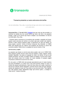 Transavia presenta sus nuevas tarifas
