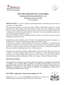 LECTURA ORANTE DE LA PALABRA EVANGELIO DE SAN MATEO 17, 1-9