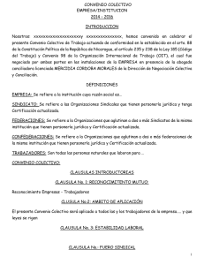 CONVENIO COLECTIVO EMPRESA/INSTITUCION 2014 – 2016