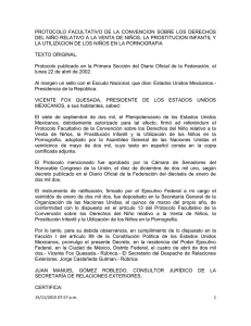 PROTOCOLO  FACULTATIVO  DE  LA  CONVENCION ... DEL NIÑO RELATIVO A LA VENTA DE NIÑOS, LA PROSTITUCION...