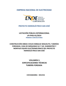 bolivia proyecto hidroeléctrico san josé especificaciones