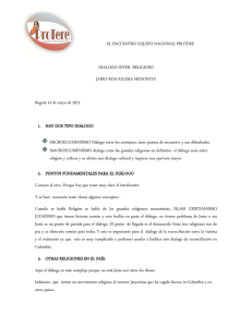 IX ENCUENTRO EQUIPO NACIONAL PROTERE DIALOGO INTER- RELIGIOSO JAIRO ROA IGLESIA MENONITA