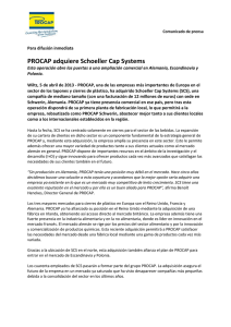 PROCAP adquiere Schoeller Cap Systems
