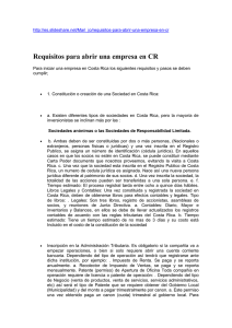 Requisitos para abrir una empresa en CR Document Transcript