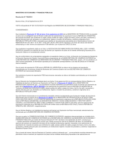 MINISTERIO DE ECONOMÍA Y FINANZAS PÚBLICAS Resolución N° 702/2014