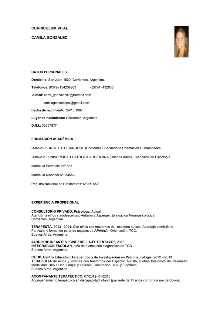 Example of a cv for a student in university pdf image