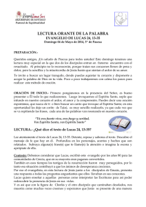 LECTURA ORANTE DE LA PALABRA EVANGELIO DE LUCAS 24, 13-35