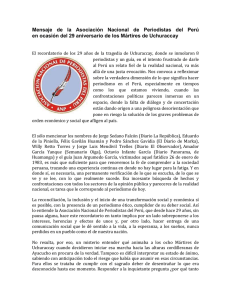 Mensaje  de  la  Asociación  Nacional ... en ocasión del 29 aniversario de los Mártires de Uchuraccay