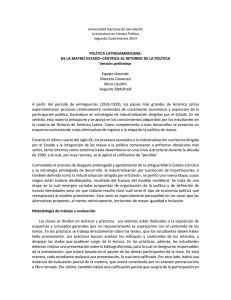 POLÍTICA LATINOAMERICANA: DE LA MATRIZ ESTADO–CÉNTRICA AL RETORNO DE LA POLÍTICA