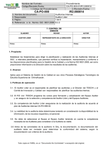 CA-PO-008 PROCEDIMIENTO DE AUDITORIAS