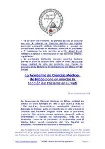 La Academia de Ciencias Médicas de Bilbao pone en marcha la