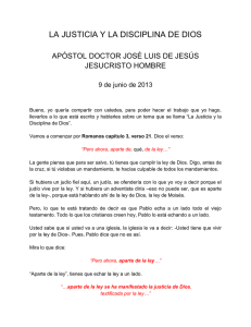 LA JUSTICIA Y LA DISCIPLINA DE DIOS APÓSTOL DOCTOR JOSÉ