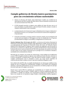 Cumple gobierno de Benito Juárez parámetros para un crecimiento urbano sustentable
