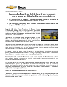 Jaime Ardila, Presidente de GM Suramérica, reconocido