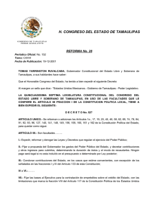 H. CONGRESO DEL ESTADO DE TAMAULIPAS REFORMA No. 20