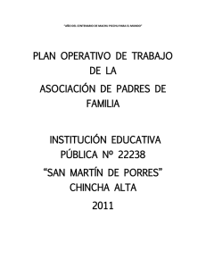 plan operativo de trabajo de la asociación de padres de familia