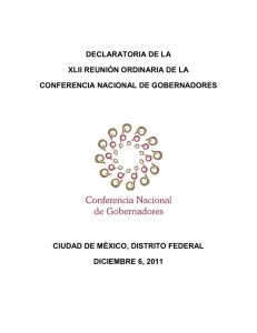 DECLARATORIA DE LA XLII REUNIÓN ORDINARIA DE LA CONFERENCIA NACIONAL DE GOBERNADORES