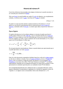 Historia del número Pi Una de las referencias documentadas más