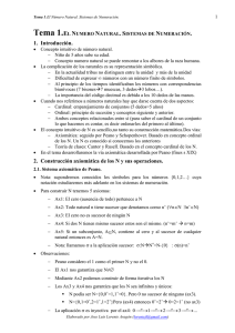 Tema 1.El Numero Natural. Sistemas de Numeración. Introducción.