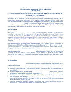 CARTA ADHESIÓN Y SEGUIMIENTO DE PYME BENEFICIARIA