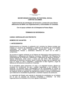 SECRETARIADO NACIONAL DE PASTORAL SOCIAL CARITAS COLOMBIA