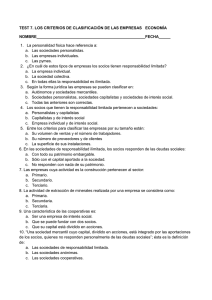 TEST 7. LOS CRITERIOS DE CLASIFICACIÓN DE LAS EMPRESAS