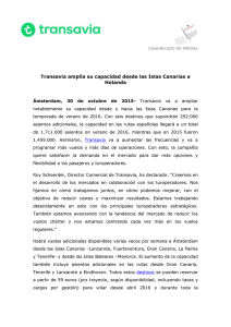 COMUNICADO DE PRENSA Transavia amplía su capacidad desde