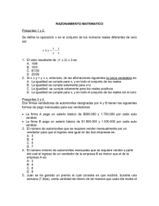 RAZONAMIENTO MATEMATICO Preguntas 1 y 2.