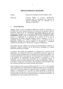 PRONUNCIAMIENTO N° 002-2013/DSU Entidad: Dirección de la