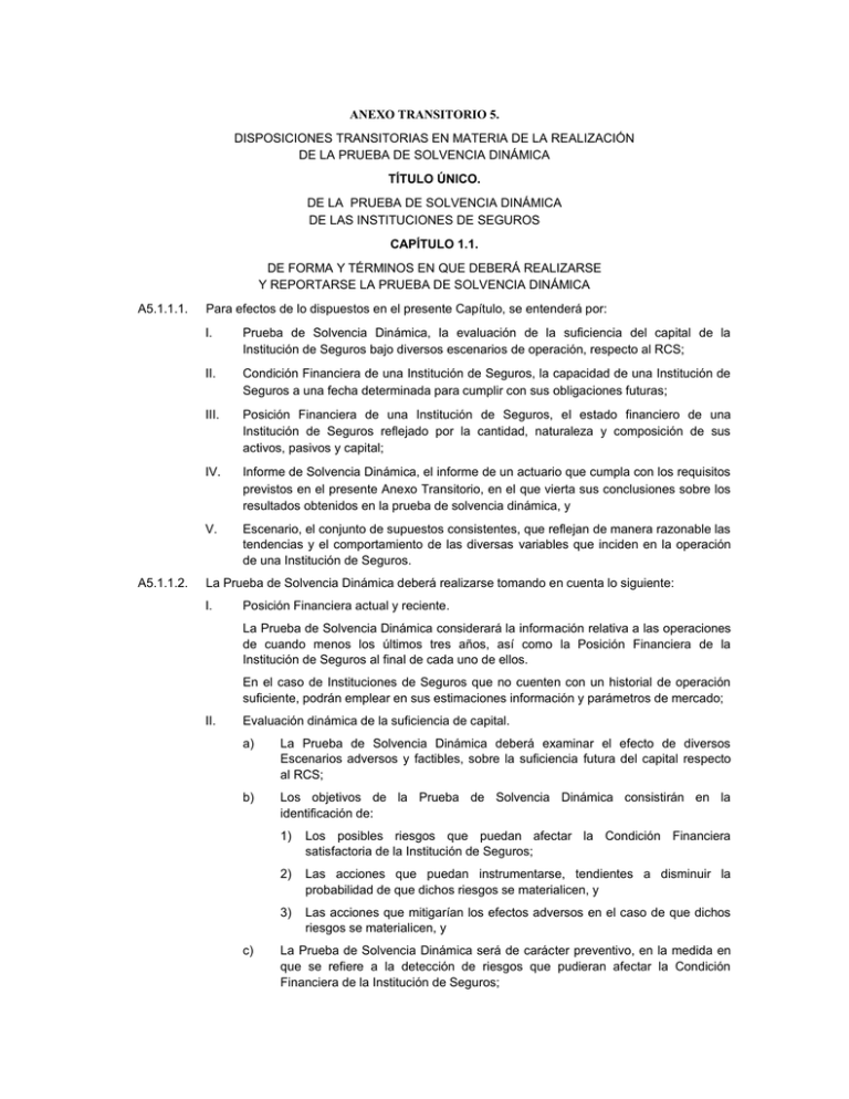 ANEXO TRANSITORIO 5 TÍTULO ÚNICO DISPOSICIONES TRANSITORIAS EN