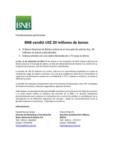 BNB vendió US$ 20 millones de bonos