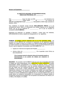 borrador reclamación previa contra alta médica seguridad social