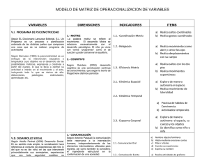 MODELO DE MATRIZ DE OPERACIONALIZACION DE VARIABLES  VARIABLES DIMENSIONES