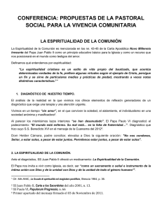 CONFERENCIA: PROPUESTAS DE LA PASTORAL SOCIAL PARA LA VIVENCIA COMUNITARIA