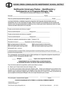 Identificación y Participación en el Programa Bilingüe / ESL