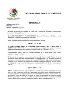 H. CONGRESO DEL ESTADO DE TAMAULIPAS REFORMA No. 2
