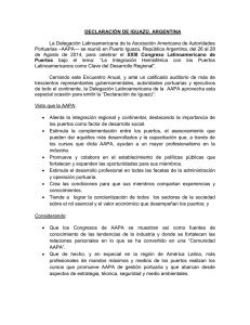 DECLARACIÓN DE IGUAZÚ, ARGENTINA La Delegación