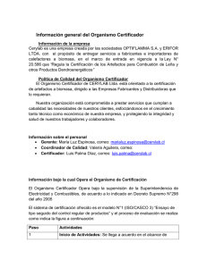 Información general del Organismo Certificador