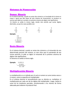 Sistemas de Numeración  Sumas  Binaria