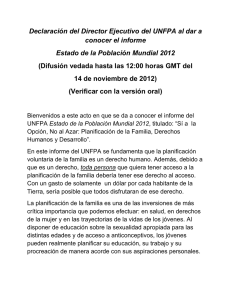 Declaración del Director Ejecutivo del UNFPA al dar a conocer el