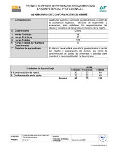 I. Conformación de menú