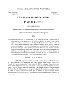 P. de la C. 1816 CÁMARA DE REPRESENTANTES