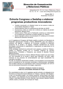 Exhorta Congreso a Sedafop a elaborar programas productivos