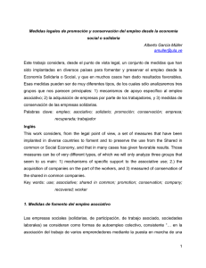 Medidas legales de promoción y conservación del empleo desde la