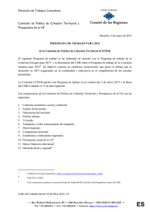 Comisión COTER programa de trabajo para 2015