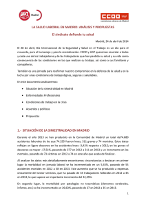 Documento "La Salud Laboral en Madrid: análisis y propuestas"
