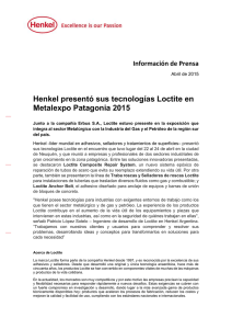 Henkel presentó sus tecnologías Loctite en Metalexpo