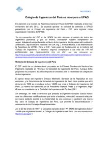 NOTICIAS Colegio de Ingenieros del Perú se incorpora a UPADI
